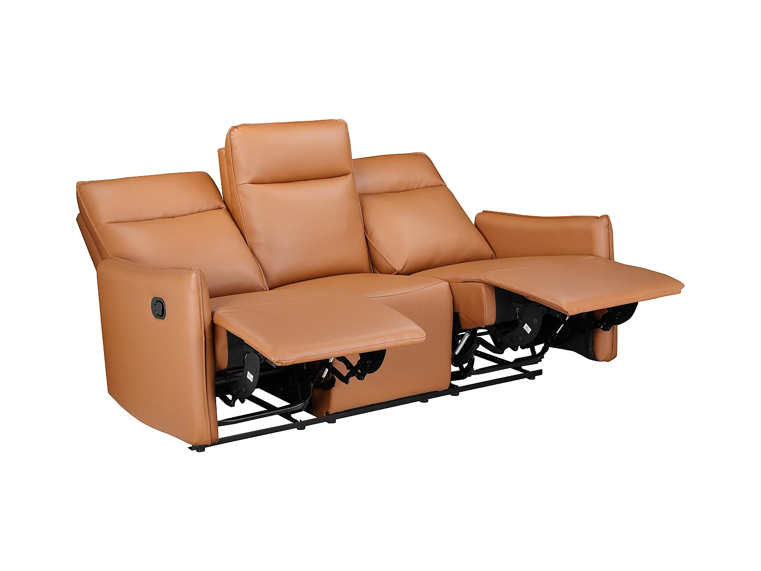 Lugo | Sofá de 3 plazas con función manual en color PU coñac