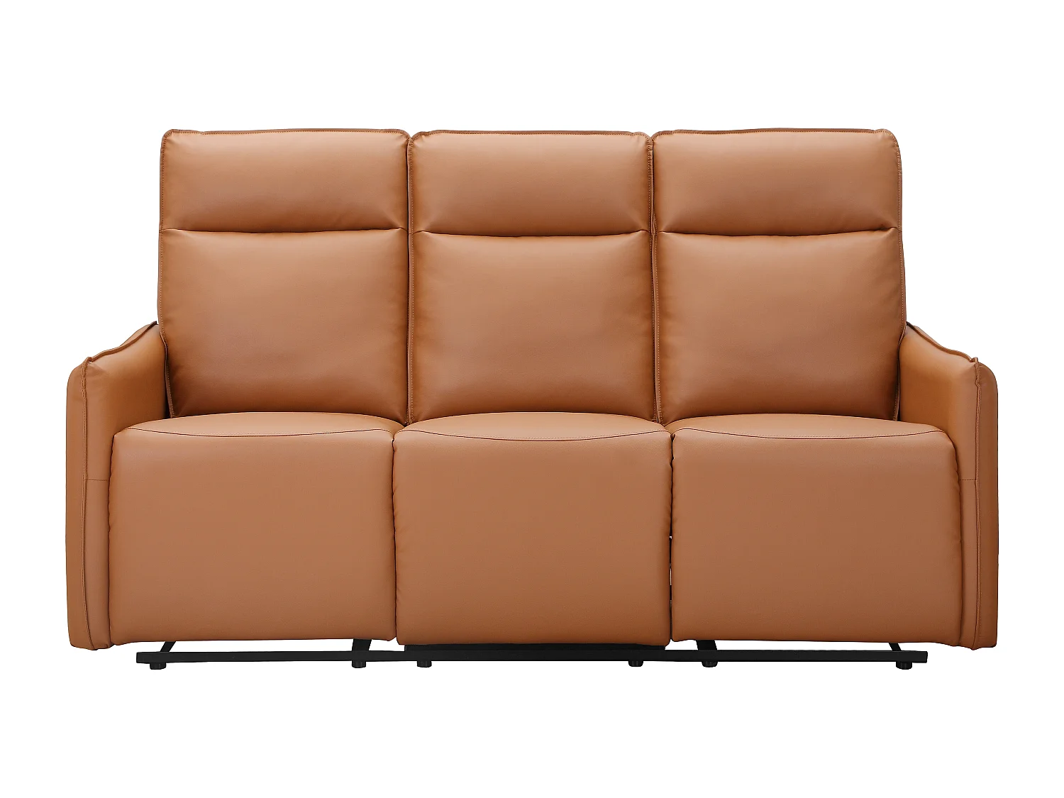 Lugo | Canapé 3 places avec 2 fauteuils inclinables manuels en PU couleur cognac