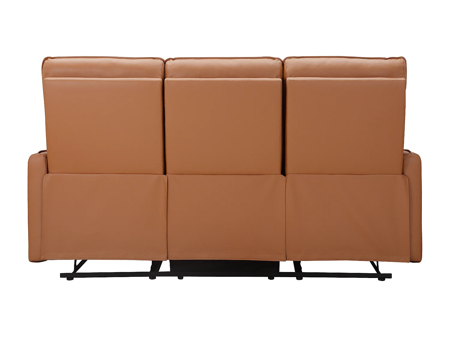 Lugo | Canapé 3 places avec 2 fauteuils inclinables manuels en PU couleur cognac