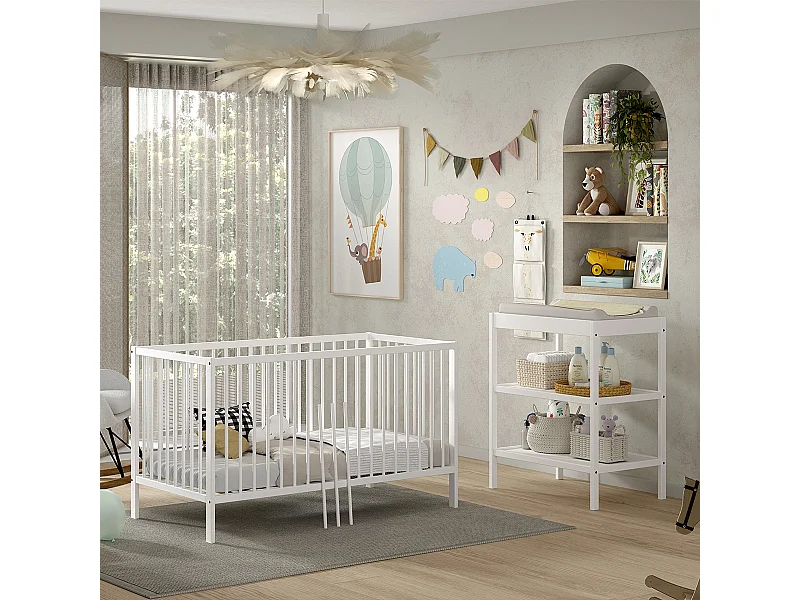 Berço e muda-fraldas Vipack Meryl 70x140 Branco