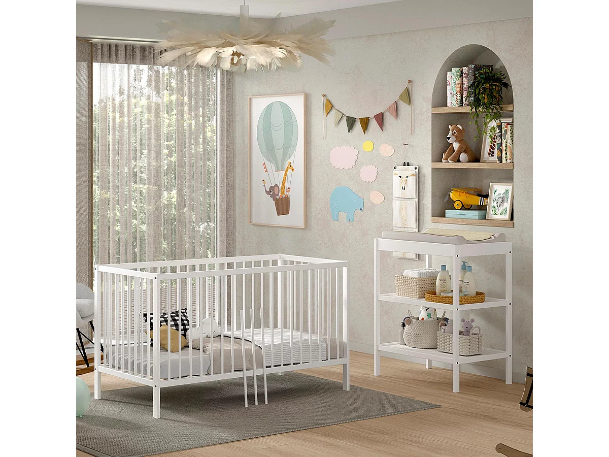Cuna evolutiva y cambiador Vipack Meryl 70x140 Blanco