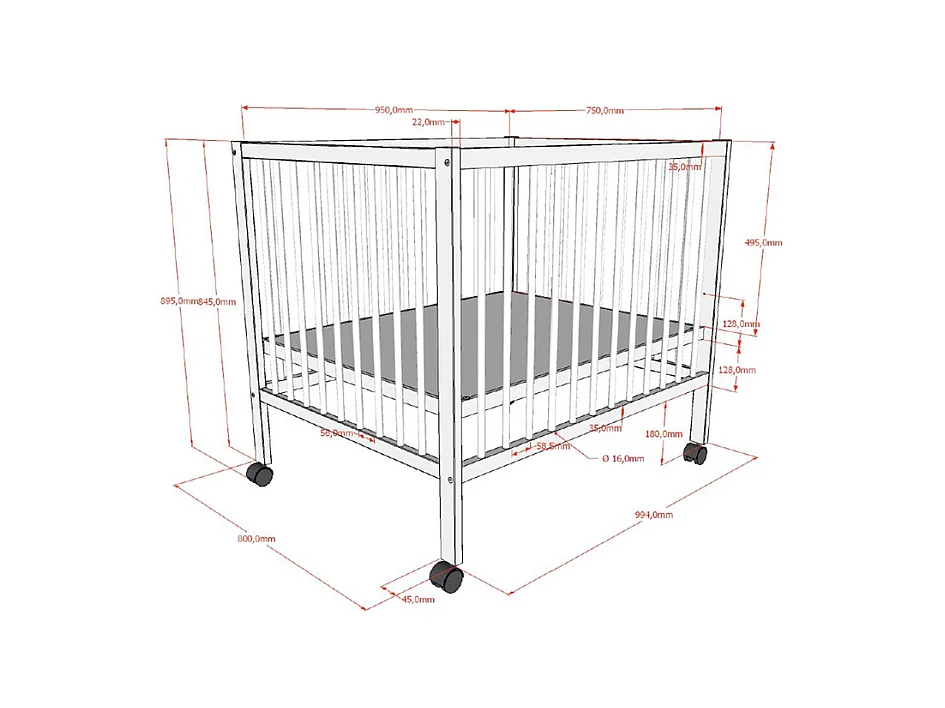 Parc bébé 95x75 Meryl Bois