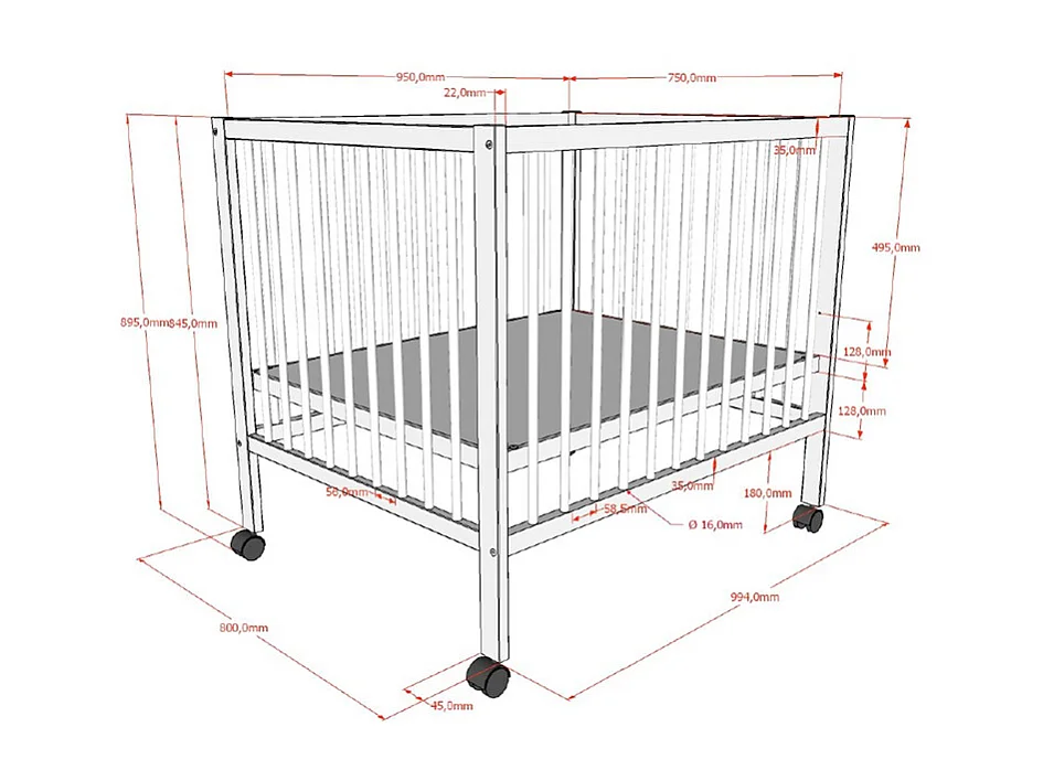Parc bébé 95x75 Meryl Bois