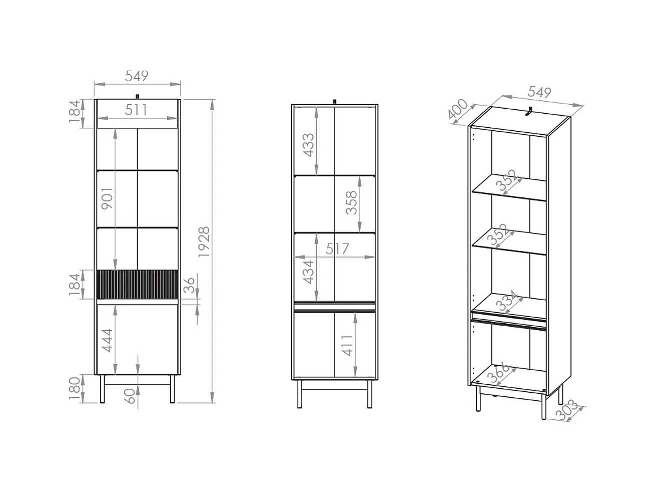 Vetrina a 2 ante Connie Cashmere e legno