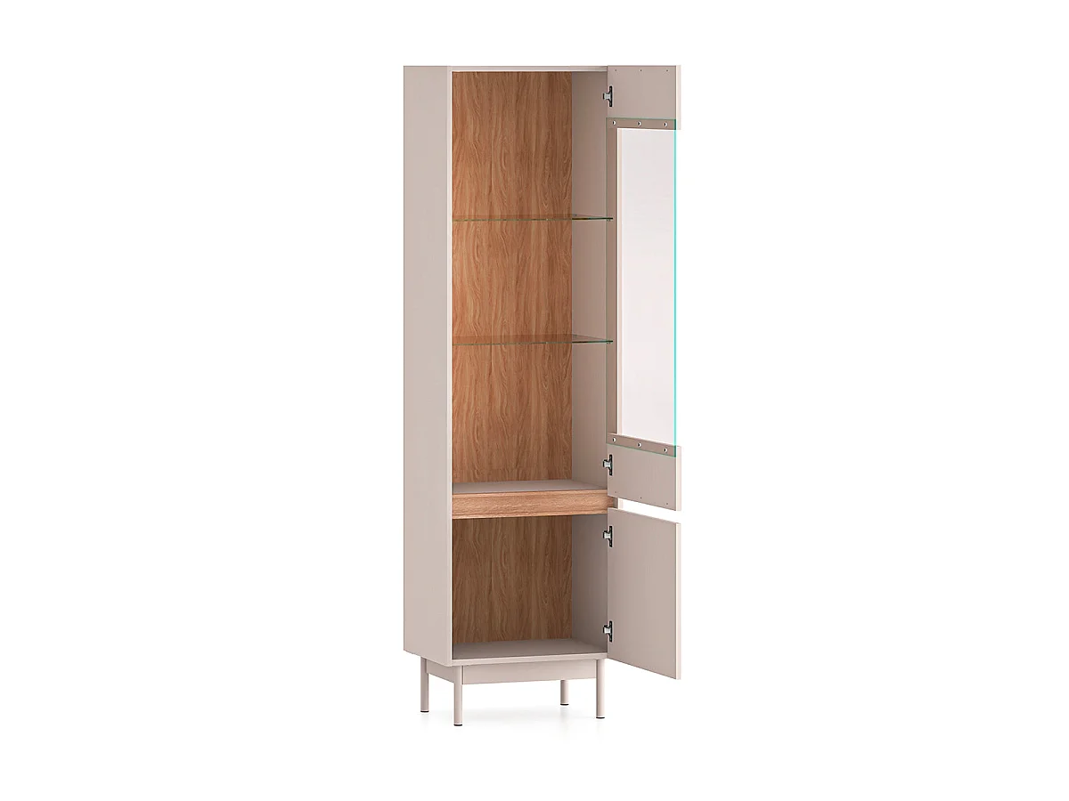 Vitrine 2 portes Connie Cachemire et Bois