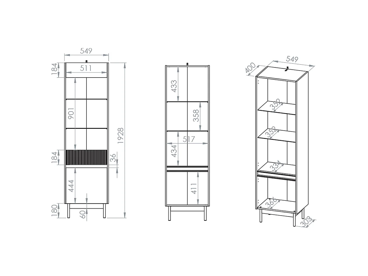 Vitrine 2 portes Connie Cachemire et Bois