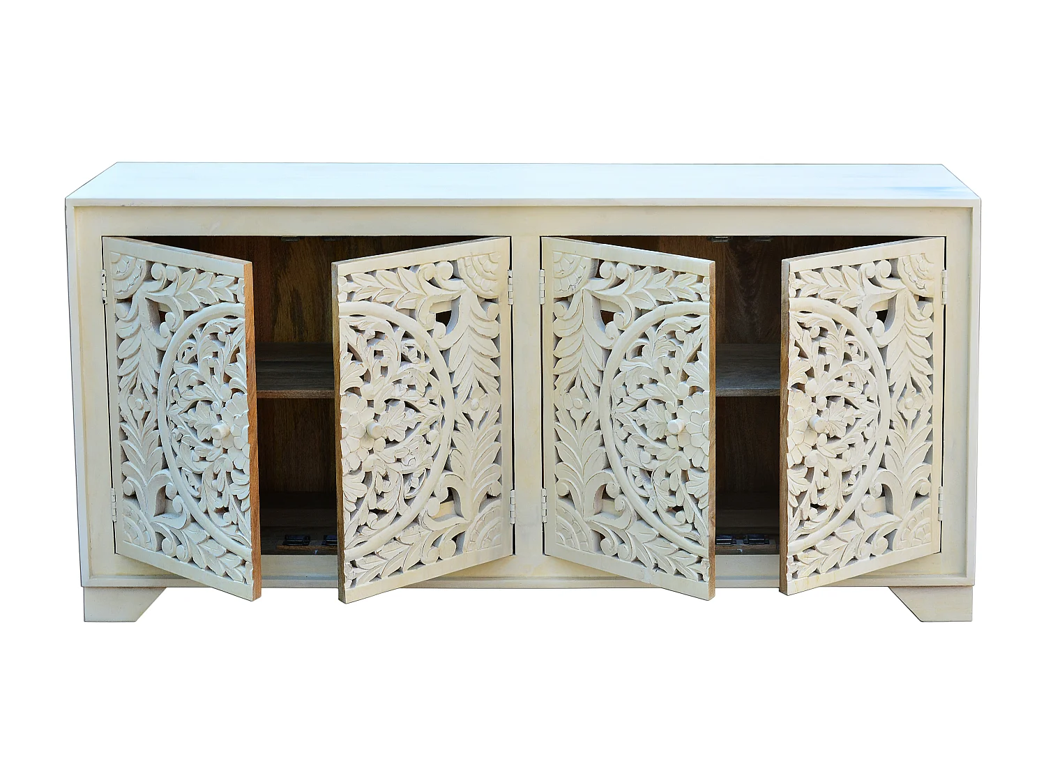 Kalita | Enfilade à 4 Portes en Bois de Manguier Crème