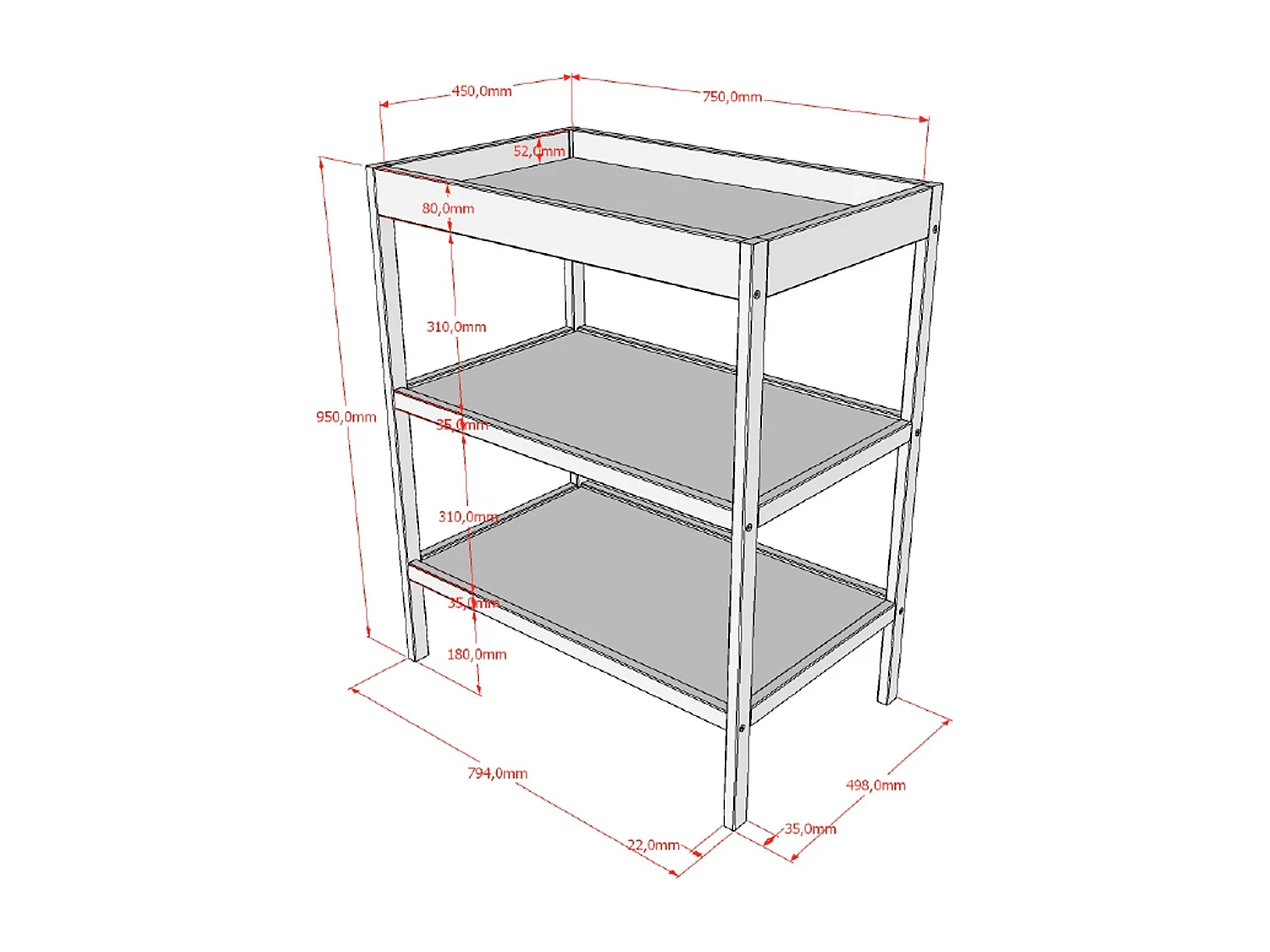 Cama de bebé Vipack Meryl 60x120 e muda-fraldas Antracite