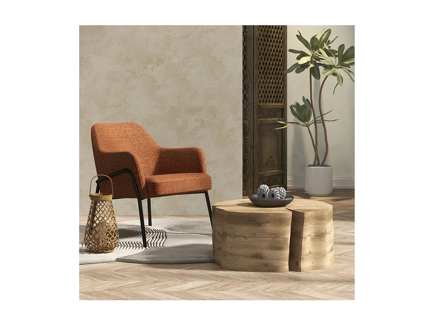 LAYTON-Poltrona in tessuto Luxury Terracotta