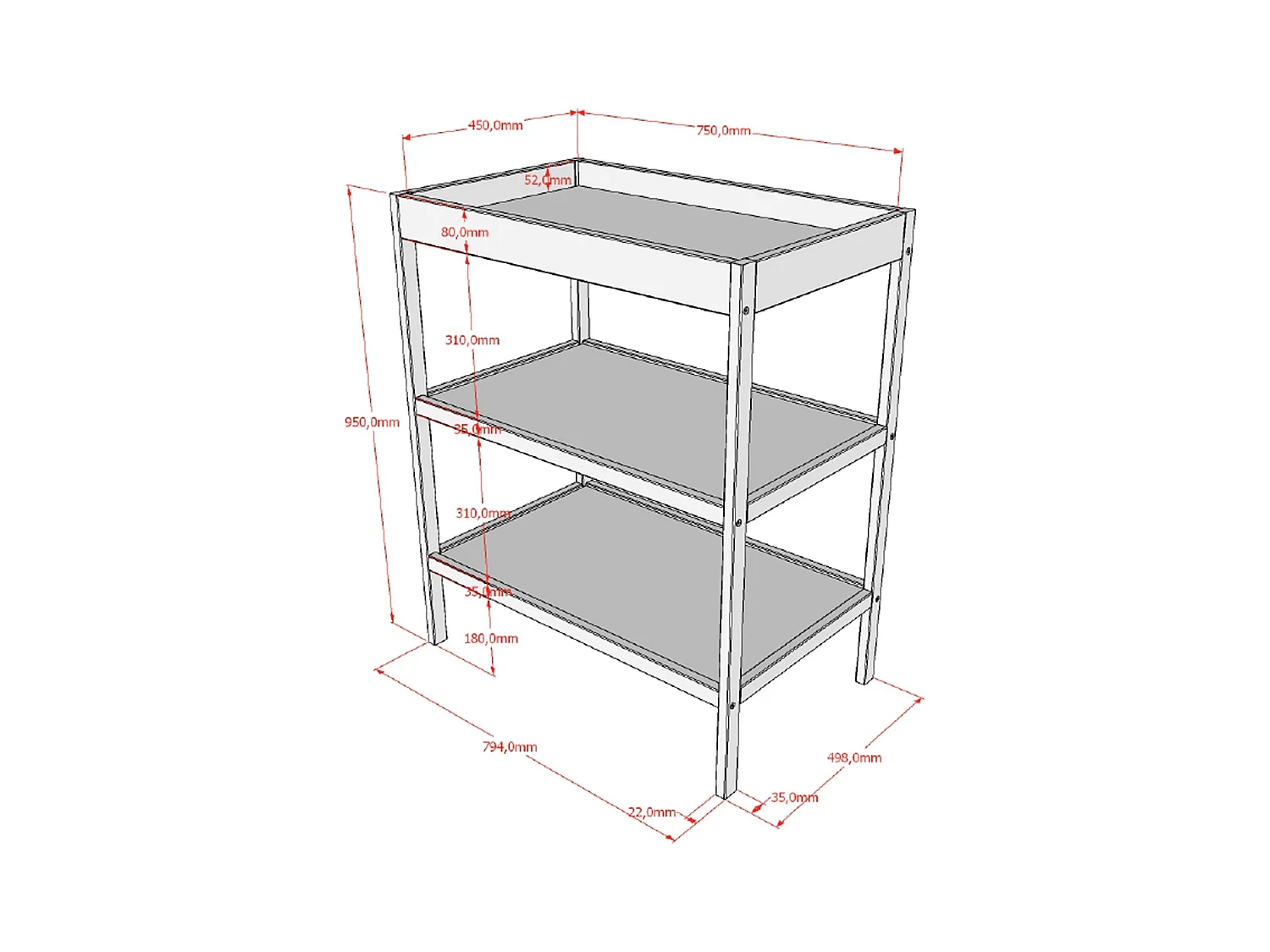 Cama convertível Vipack Meryl 70x140 e trocador Antracite