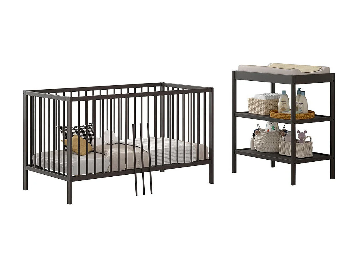 Cama evolutiva 70x140 y Cambiador Vipack Meryl Antracita