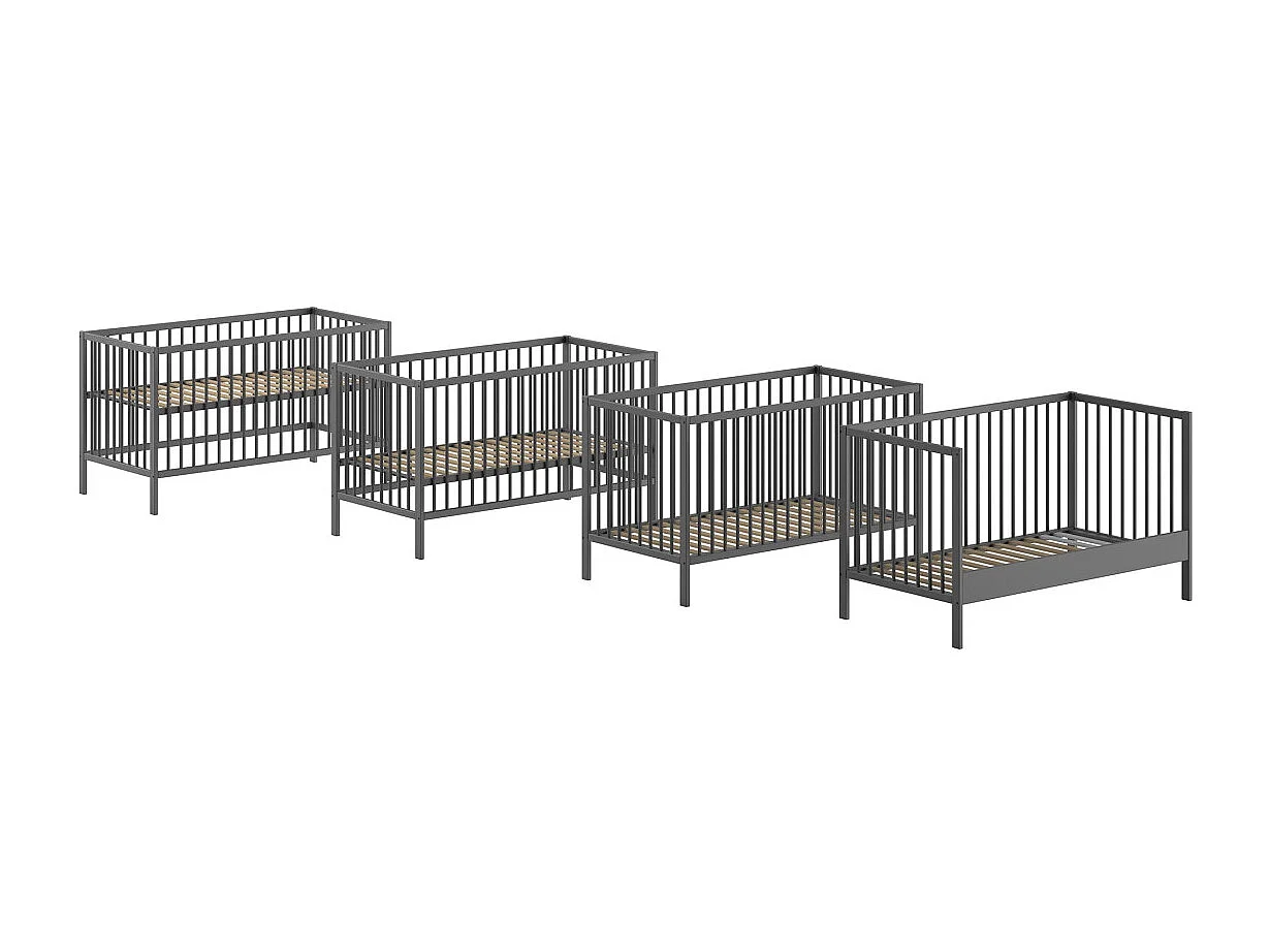 Cama evolutiva 70x140 y Cambiador Vipack Meryl Antracita