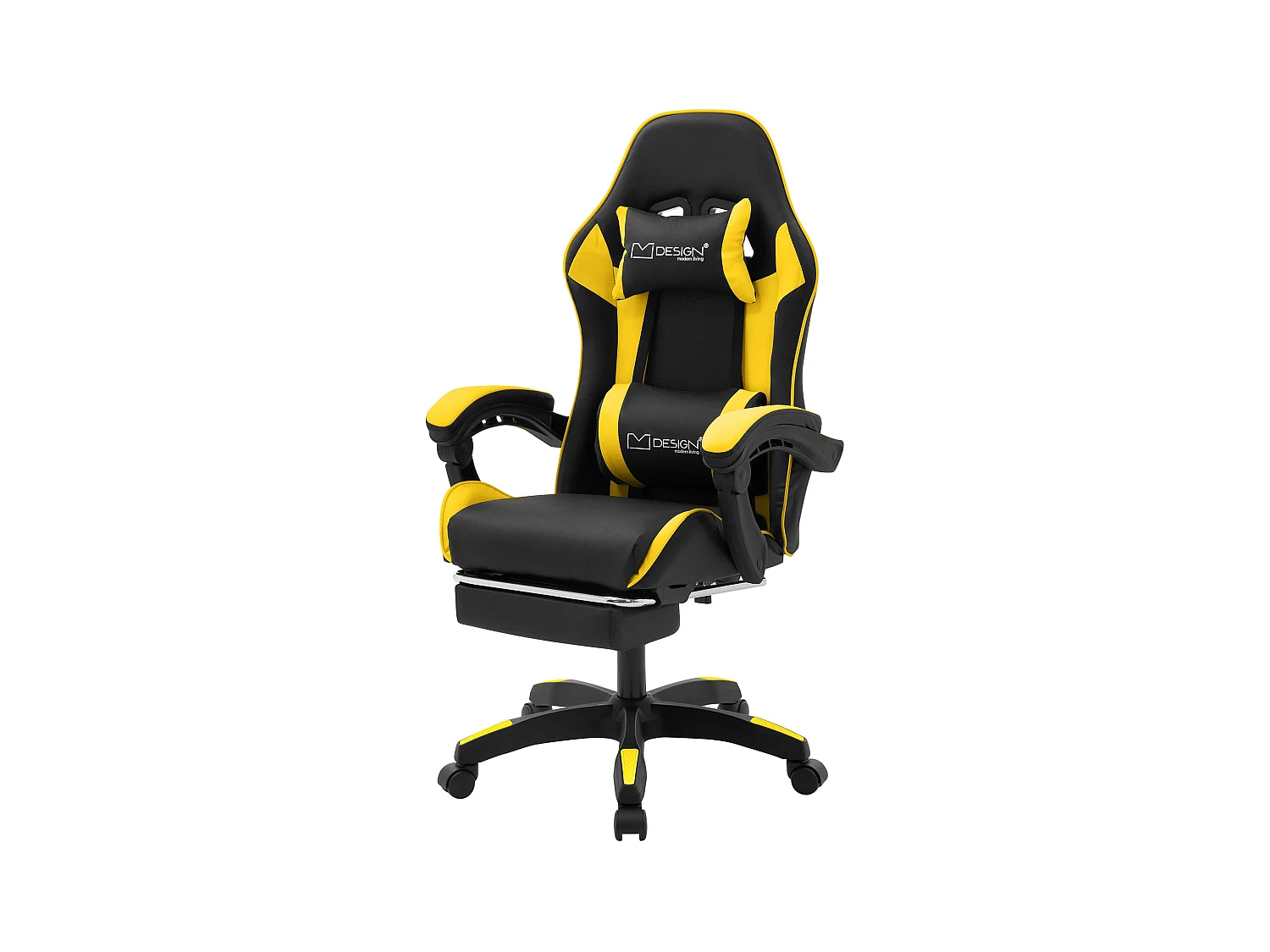 ML-Design Sedia da gaming ergonomica in similpelle giallo, con poggiapiedi e poggiatesta, poltrona da gioco girevole, ideale per scrivania o ufficio