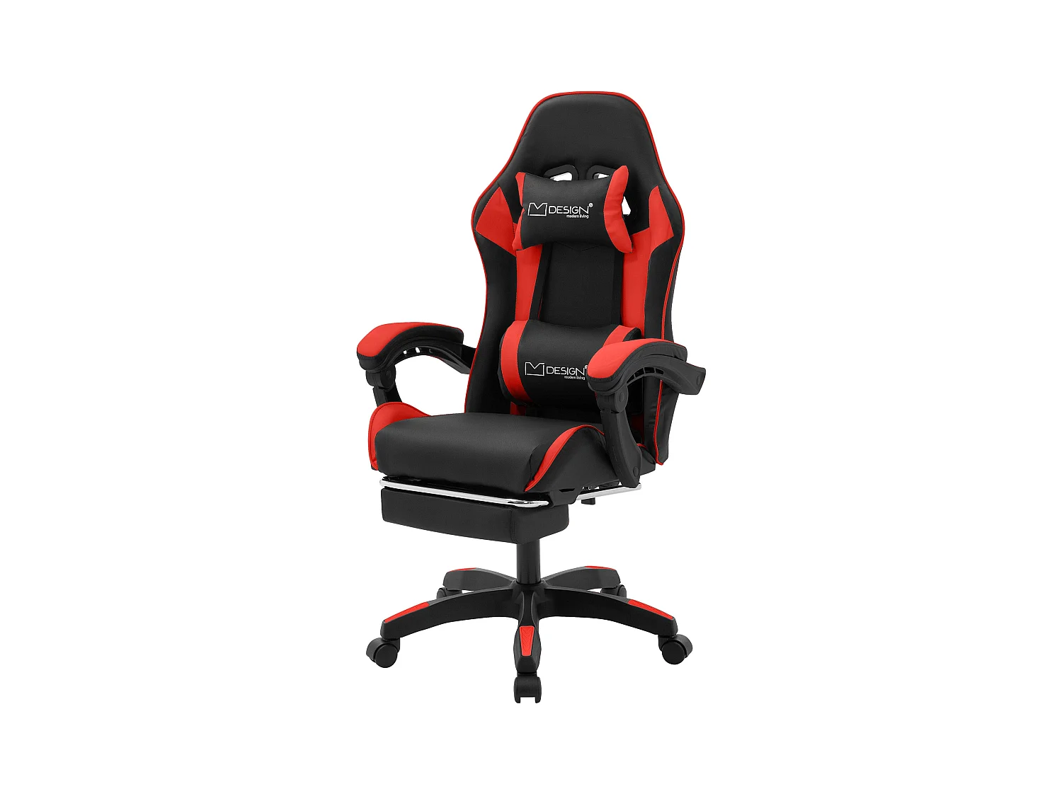 ML-Design Sedia da gaming ergonomica in similpelle rosso, con poggiapiedi e poggiatesta, poltrona da gioco girevole, ideale per scrivania o ufficio