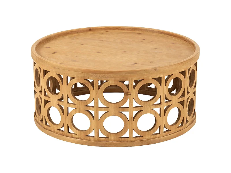 Table basse sculptée en bois naturel esprit design contemporain