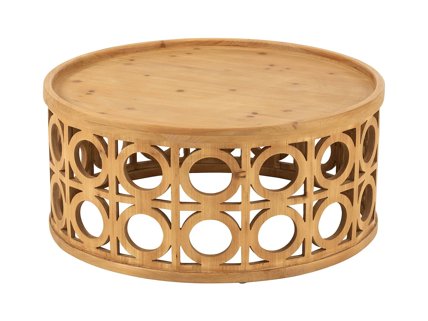 Table basse sculptée en bois naturel esprit design contemporain