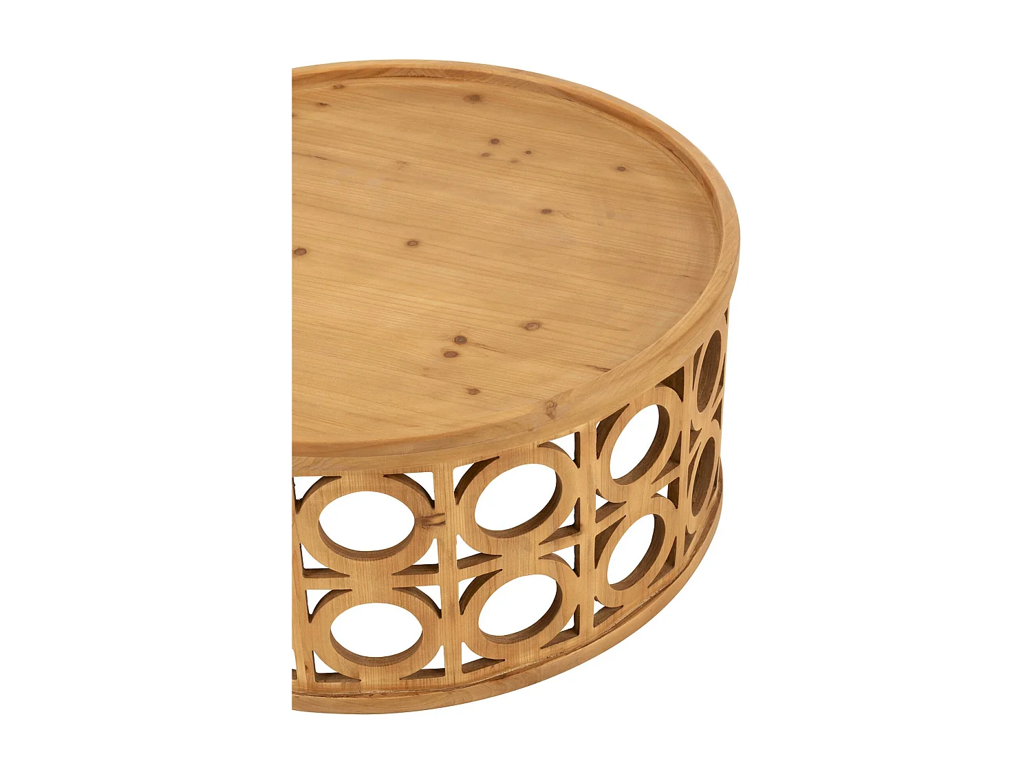 Table basse sculptée en bois naturel esprit design contemporain