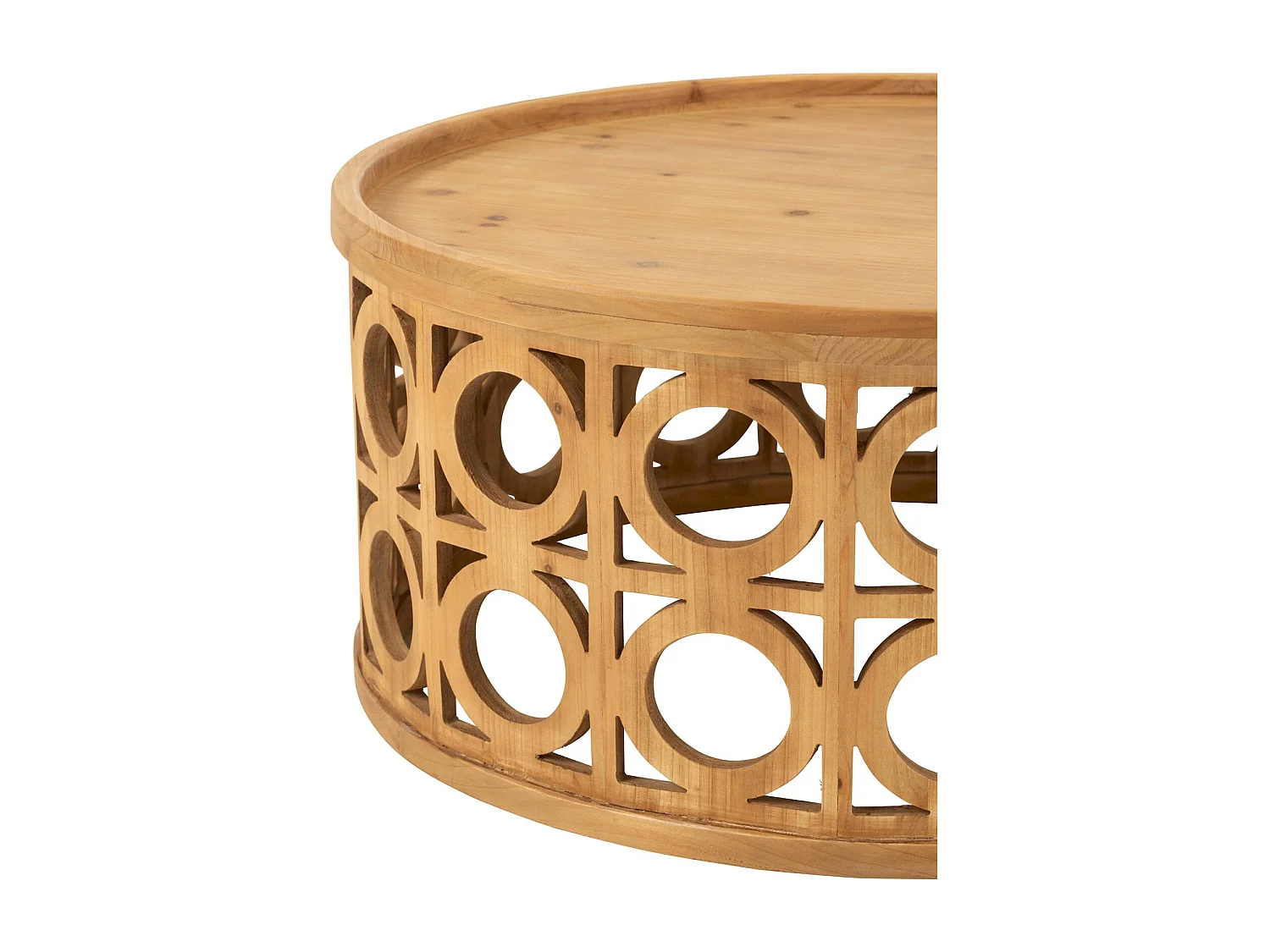 Table basse sculptée en bois naturel esprit design contemporain