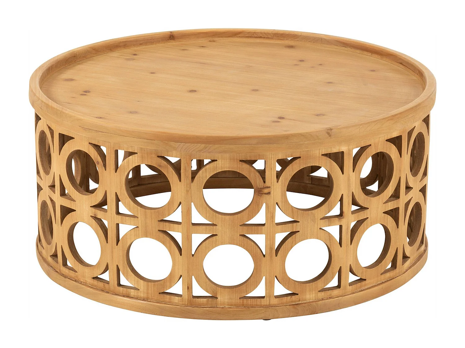 Table basse sculptée en bois naturel esprit design contemporain