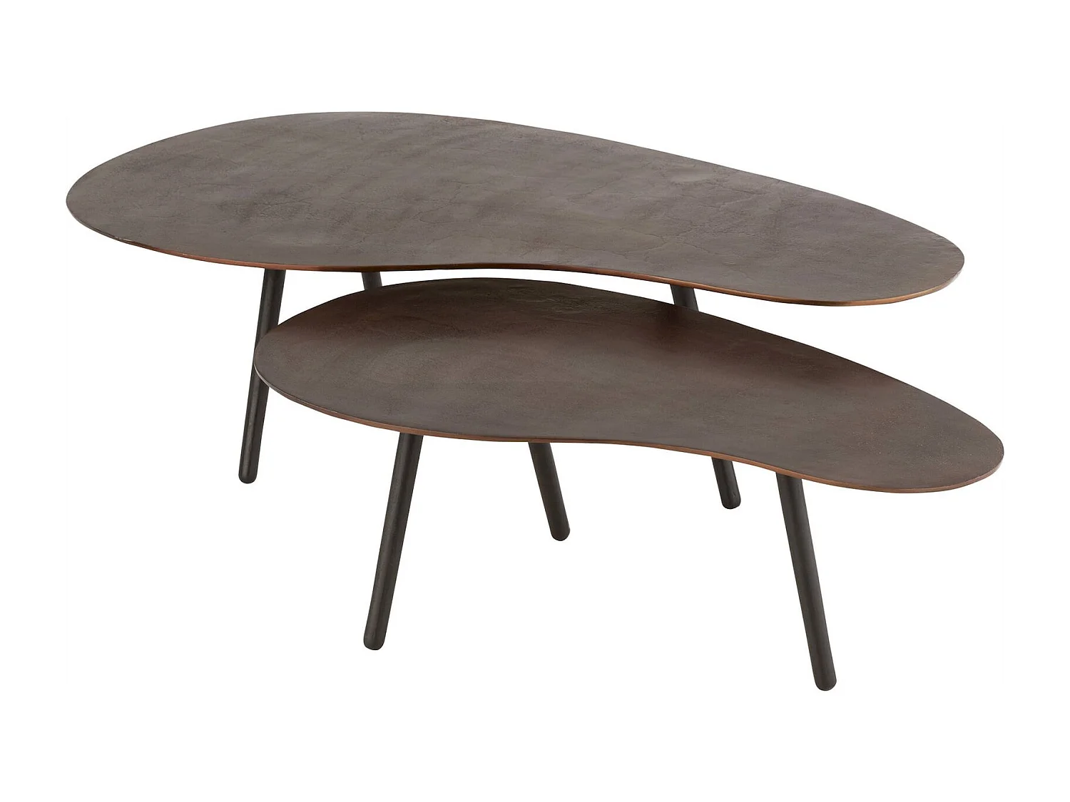 Table de salon goutte marron élégance métal contemporain