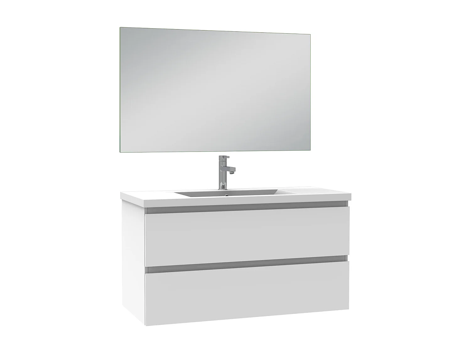 Mobile per bagno sospeso con lavabo da incasso 99 cm bianco