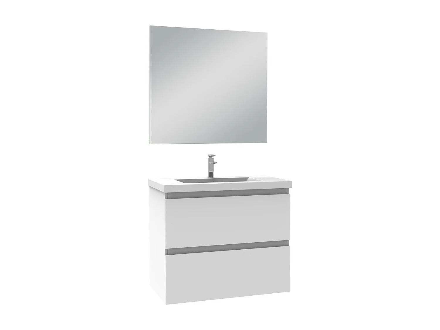 Mobile per bagno sospeso con lavabo da incasso 60 cm bianco