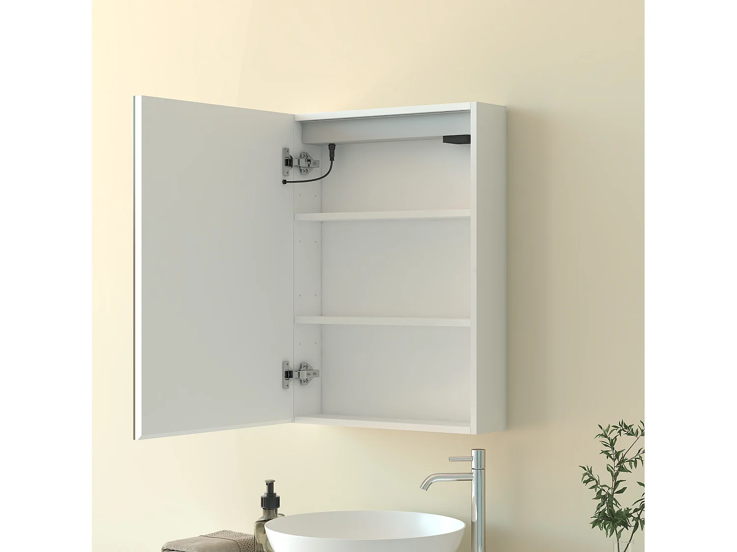 Armadietto a muro da Bagno con Specchio 50x70 cm, Bianco
