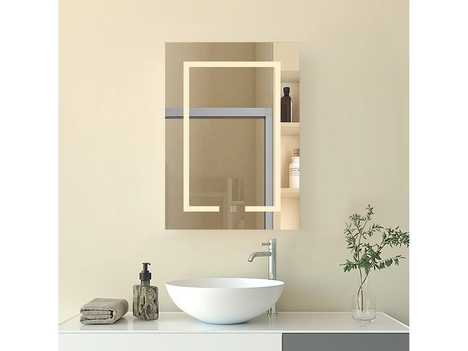 Armadietto a muro da Bagno con Specchio 50x70 cm, Bianco