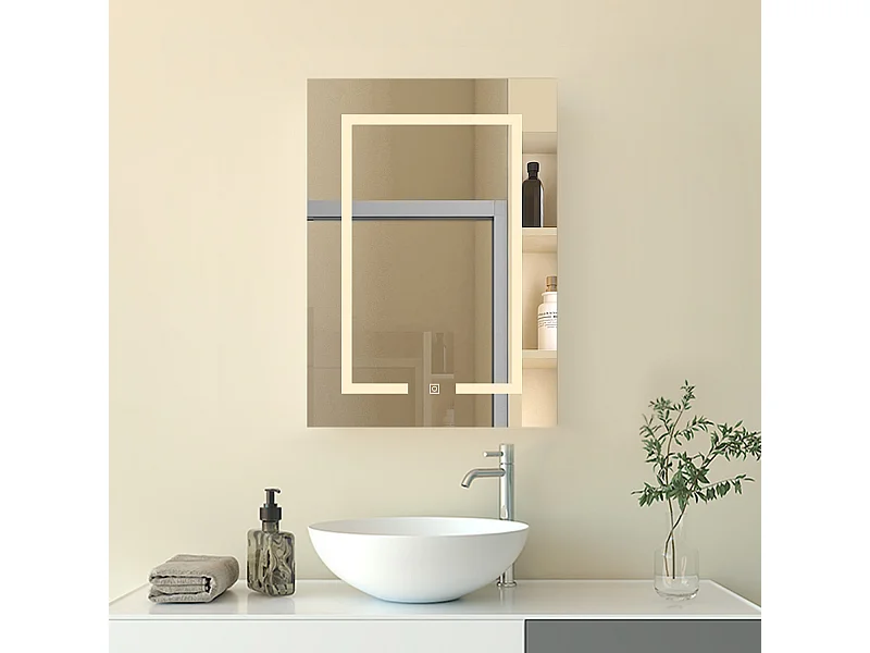 Armadietto a muro da Bagno con Specchio 50x70 cm, Bianco