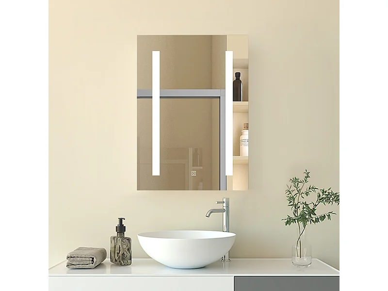Armadietto a muro da Bagno con Specchio 50x70 cm, Bianco