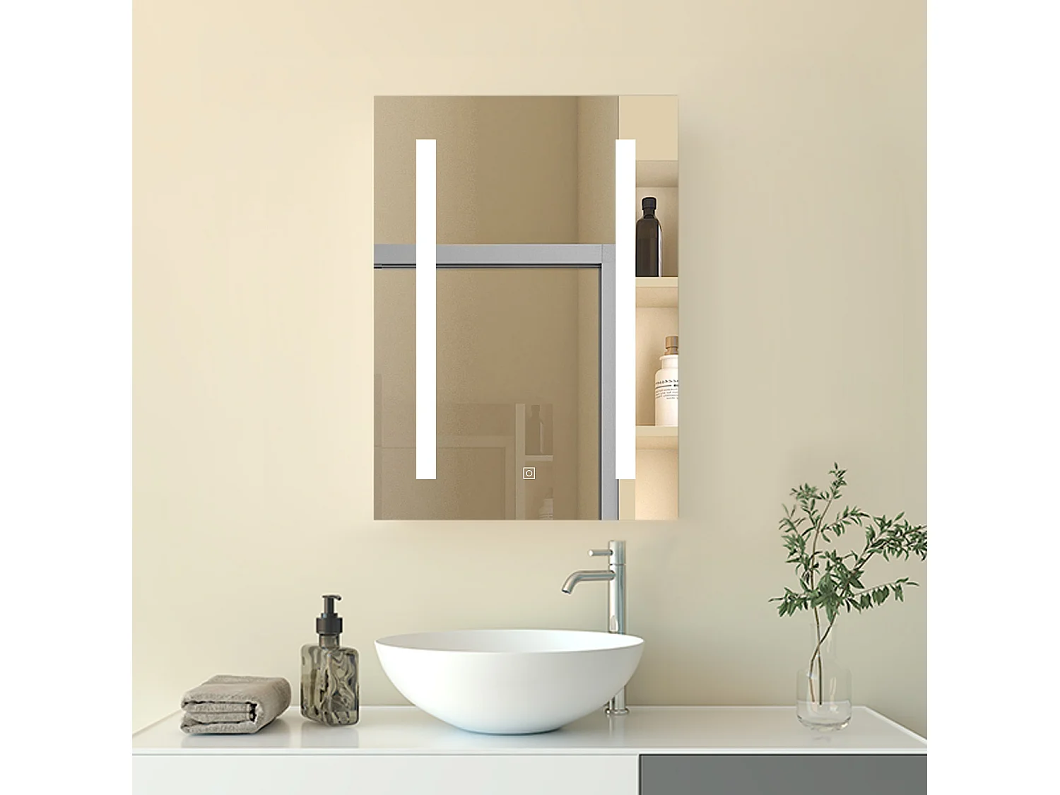 Armadietto a muro da Bagno con Specchio 50x70 cm, Bianco