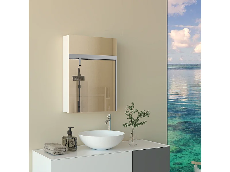 Armadietto a muro da Bagno con Specchio 50x70 cm, Bianco