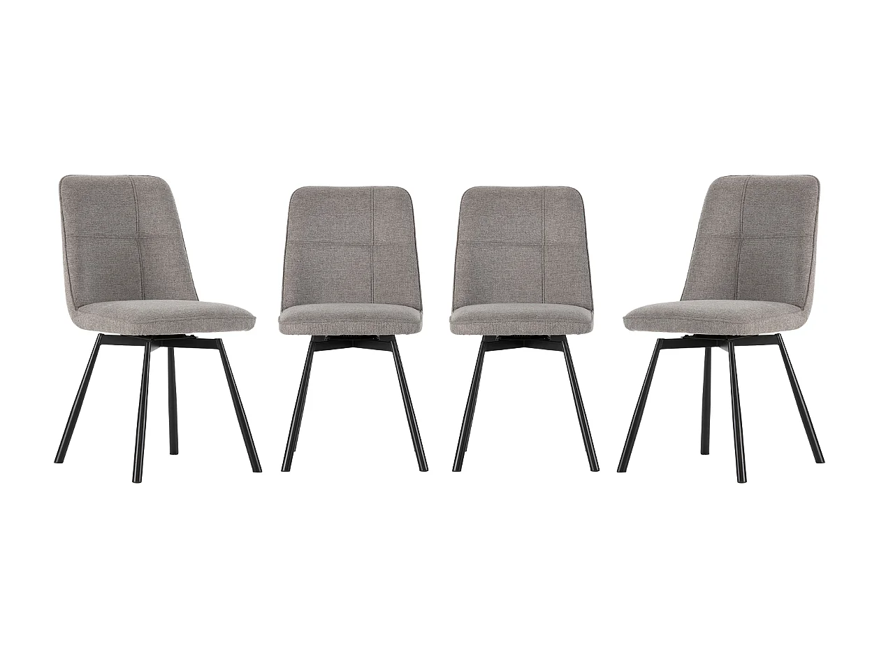 Conjunto de 4 cadeiras giratórias em tecido, 46x85 cm