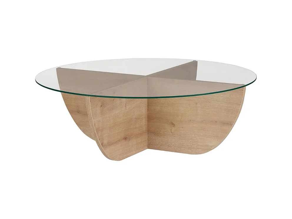 Couchtisch mit Glasplatte Ø90 cm - NINA