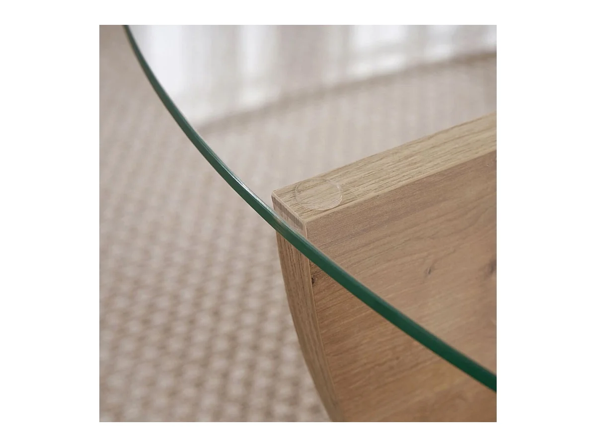 Couchtisch mit Glasplatte Ø90 cm - NINA