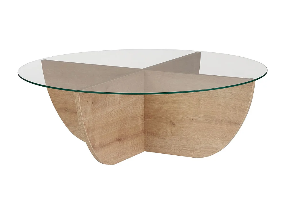 Table basse avec plateau en verre D90 cm - NINA