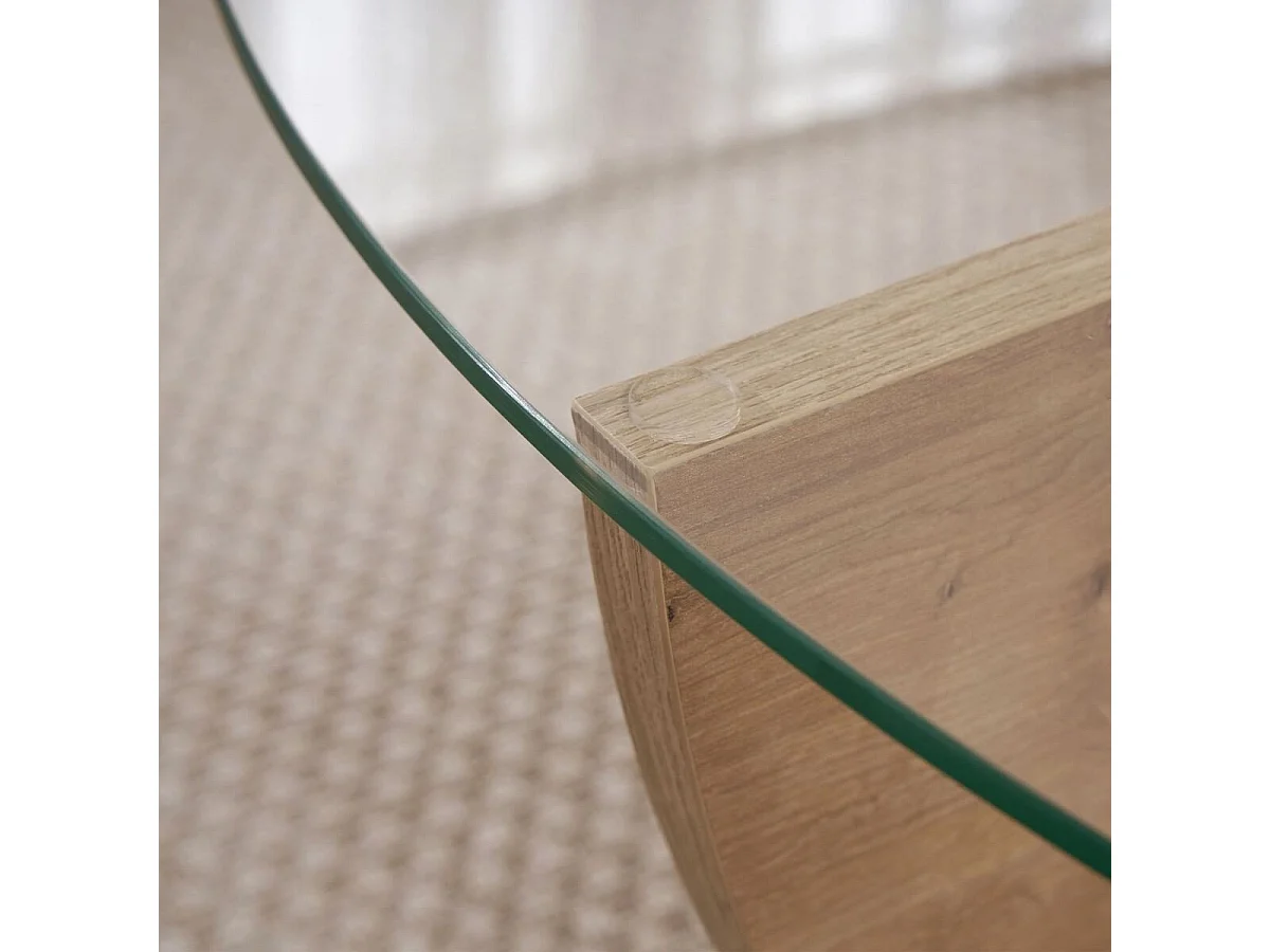 Table basse avec plateau en verre D90 cm - NINA