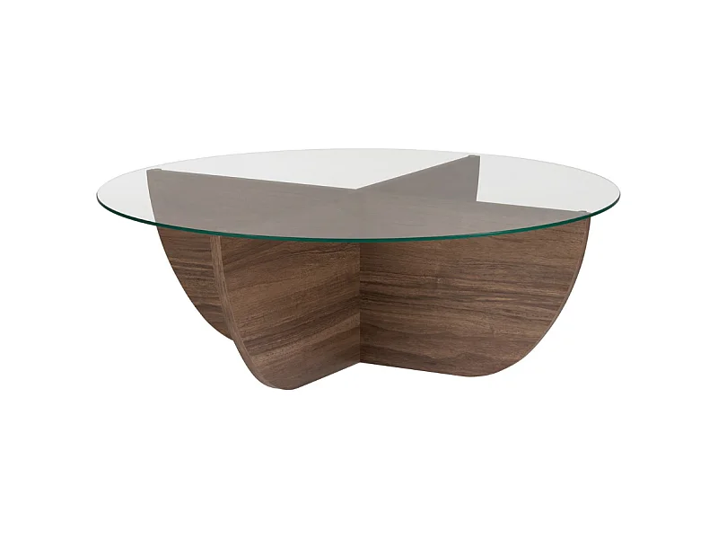 Couchtisch mit Glasplatte Ø90 cm - NINA