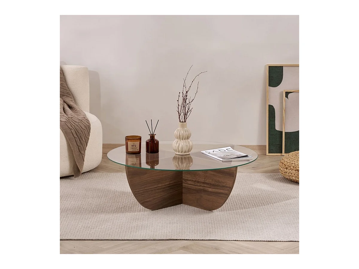 Tavolino con piano in vetro Ø90 cm - NINA