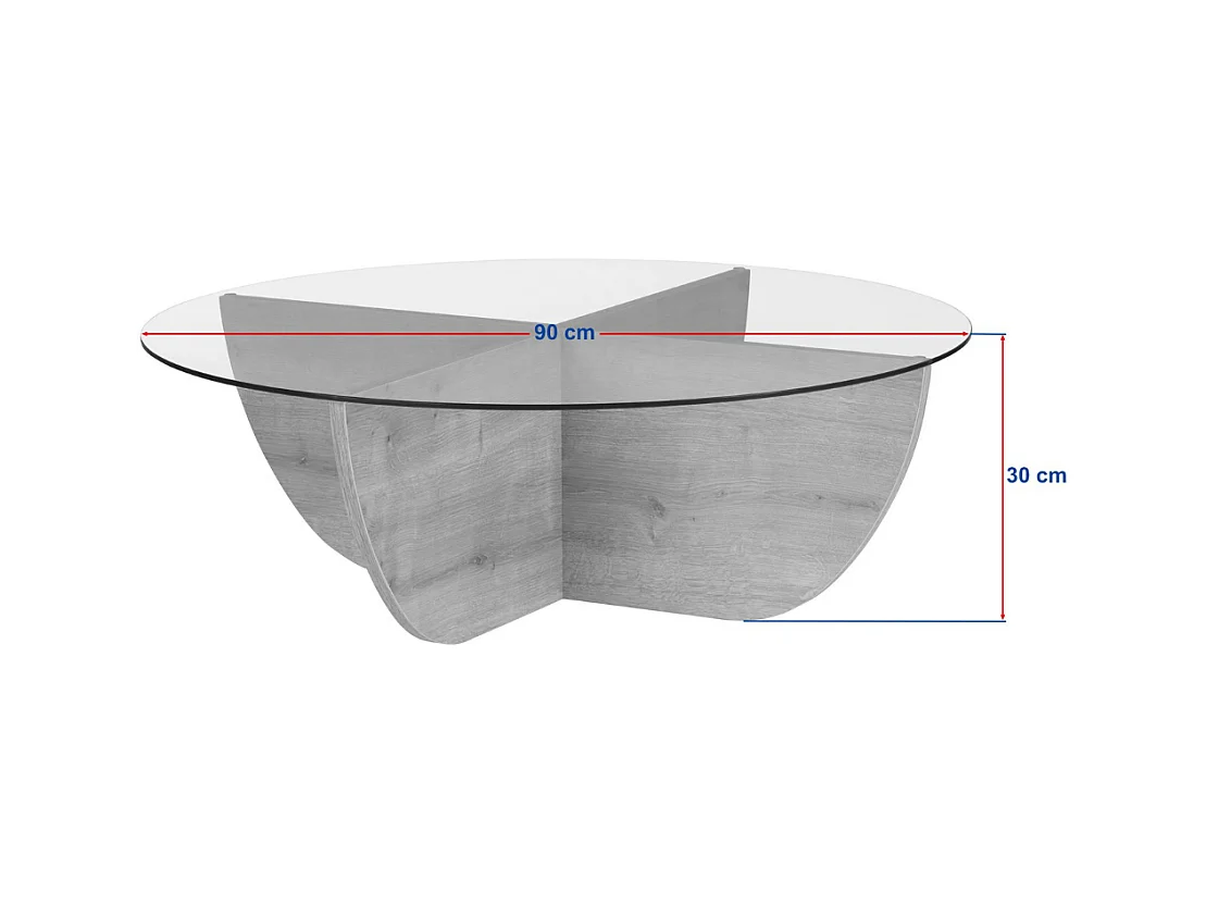 Tavolino con piano in vetro Ø90 cm - NINA