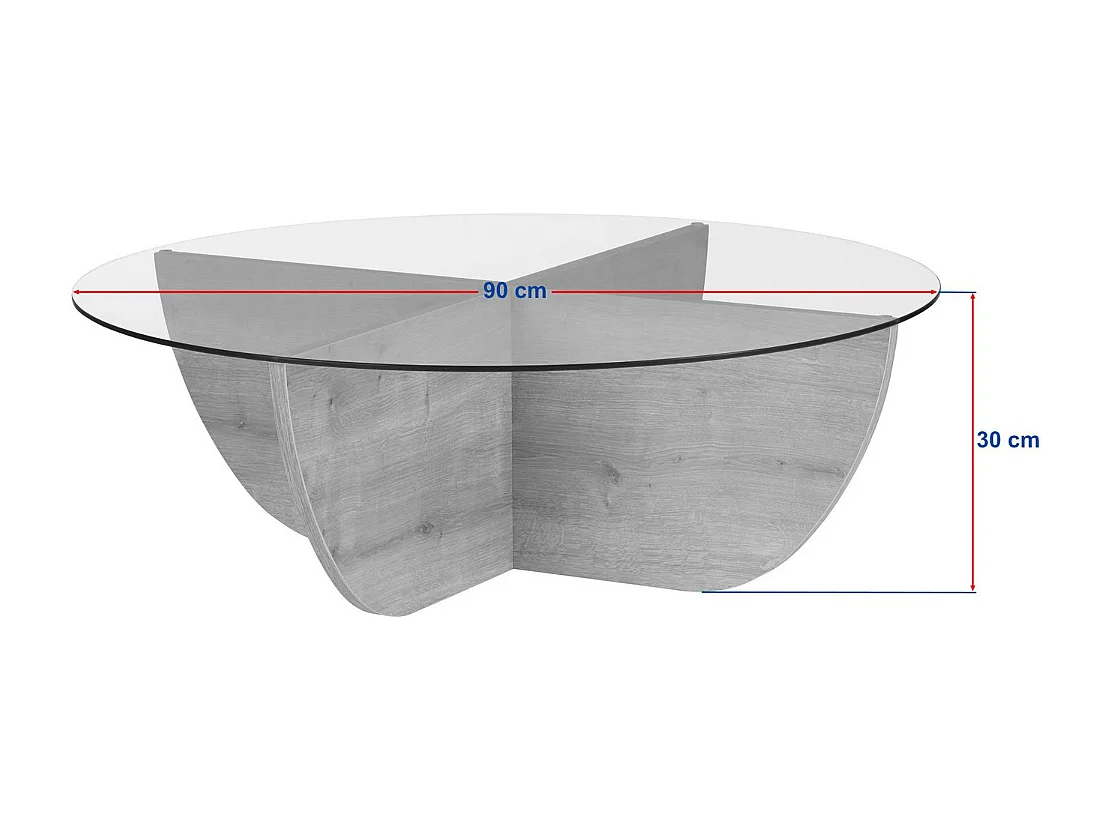 Mesa de centro con sobre de vidrio Ø90 cm - NINA