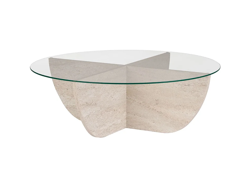 Couchtisch mit Glasplatte Ø90 cm - NINA