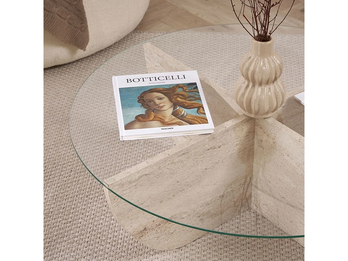 Table basse avec plateau en verre D90 cm - NINA