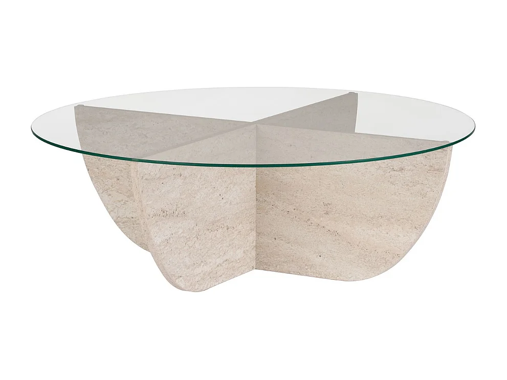 Couchtisch mit Glasplatte Ø90 cm - NINA