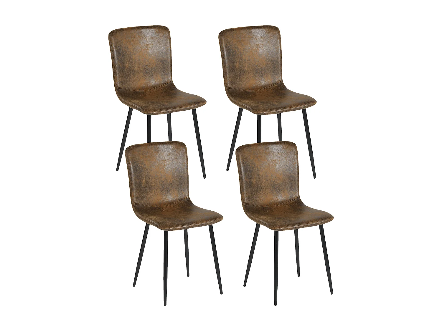 URBAN MEUBLE Ensemble table noire effet bois et 4 chaises suède brun