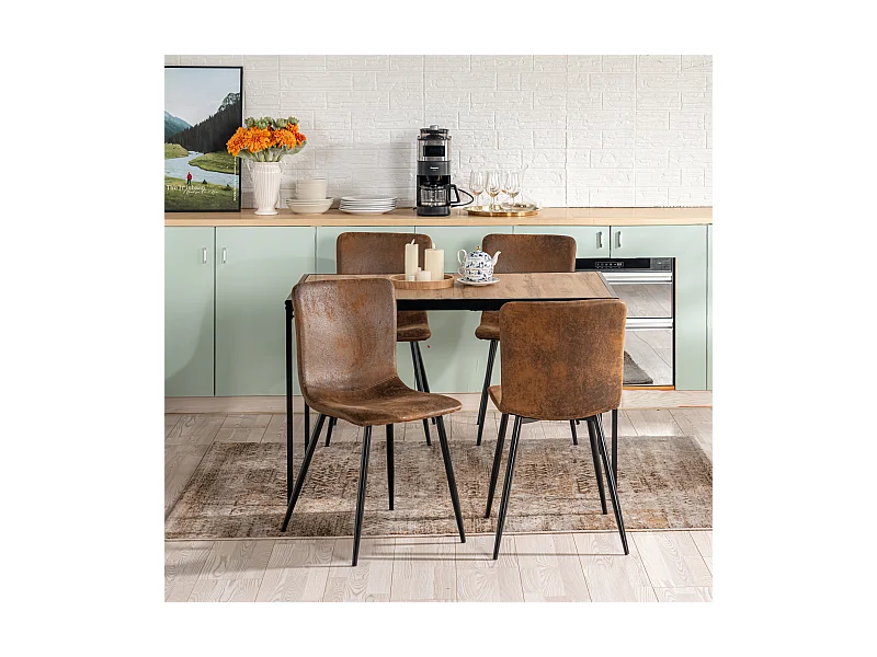 URBAN MEUBLE Ensemble de table et 4 chaises style industriel effet bois
