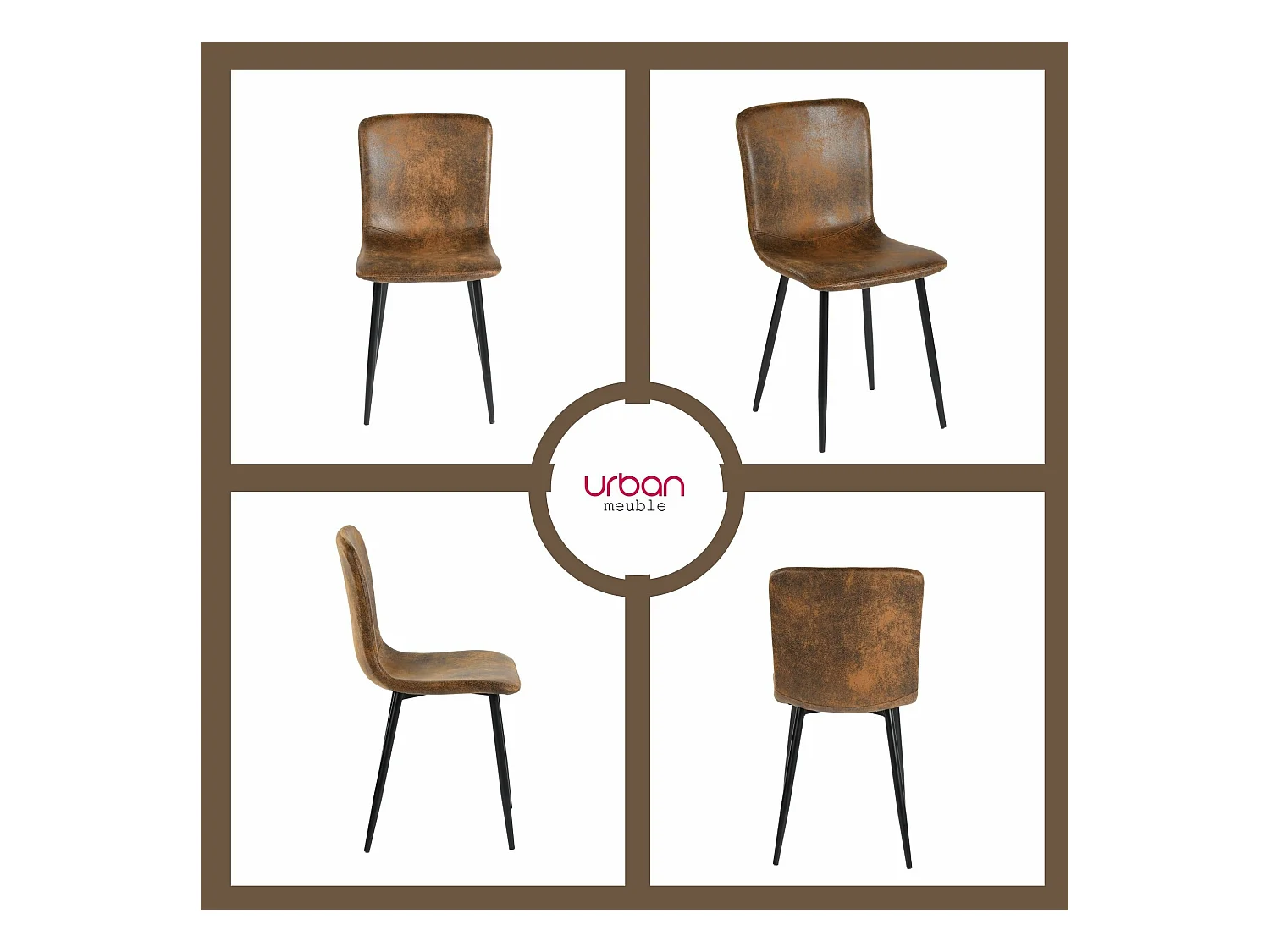 URBAN MEUBLE Ensemble de table et 4 chaises style industriel effet bois