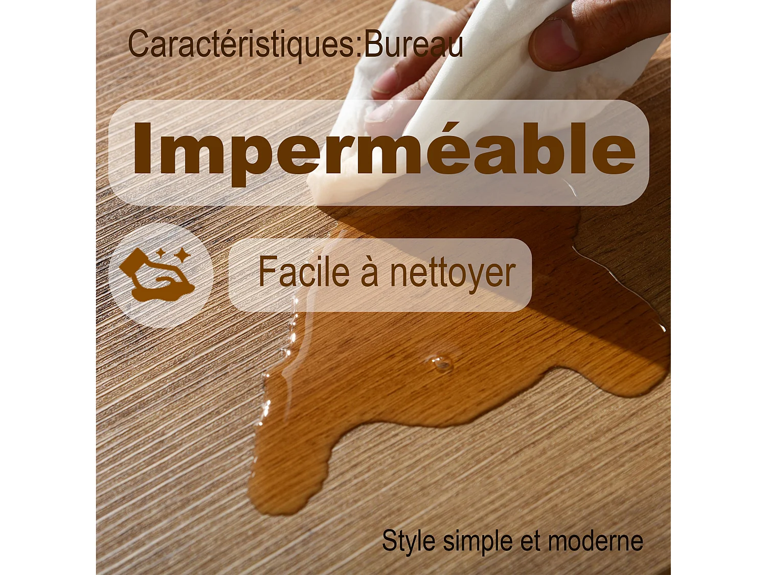 URBAN MEUBLE Ensemble de table et 4 chaises style industriel effet bois