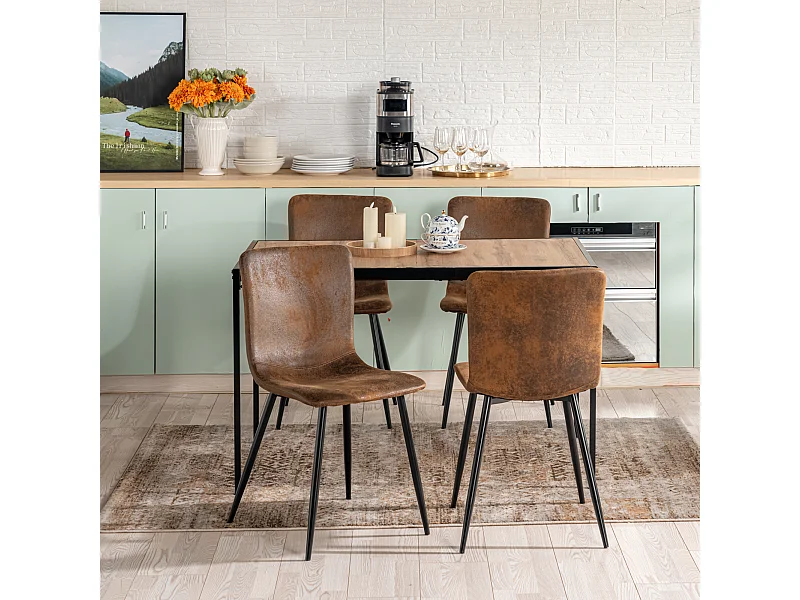 URBAN MEUBLE Ensemble de table et 4 chaises style industriel effet bois