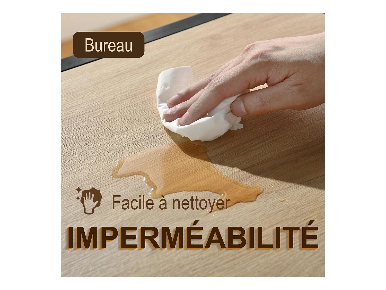 URBAN MEUBLE Ensemble table à manger chêne clair et 4 chaises suède brun